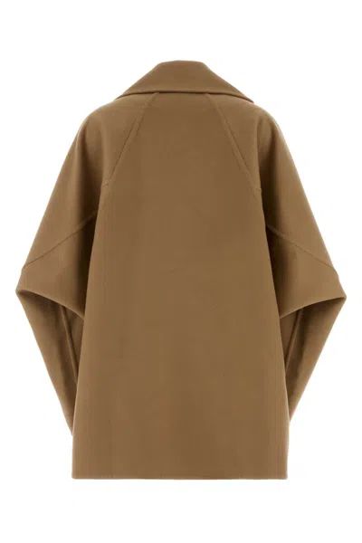 Loewe Wool Coat Double Breasted Wide Lapels In Brown
