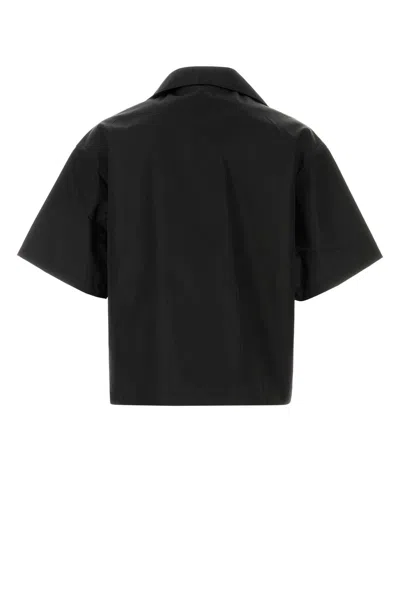 Prada Short Sleeve Collared Jacket Front Pocket In Black