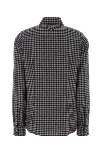 Prada Black Regular Embroidered Shirt In Multi