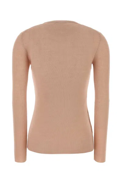 Prada Wool Sweater Long Sleeves Crew Neck Ribbed In Brown