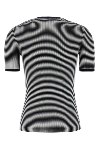 Prada Embroidered Silk T-shirt In Black