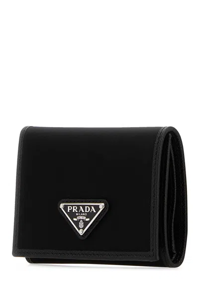 Prada Fabric Wallet Fold Over Design In Black