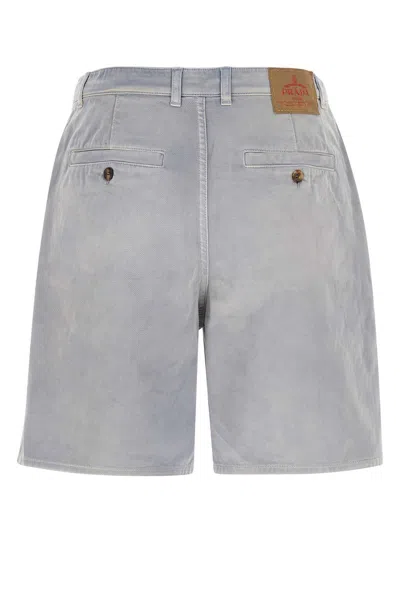 Prada Grey Cotton Shorts In Blue