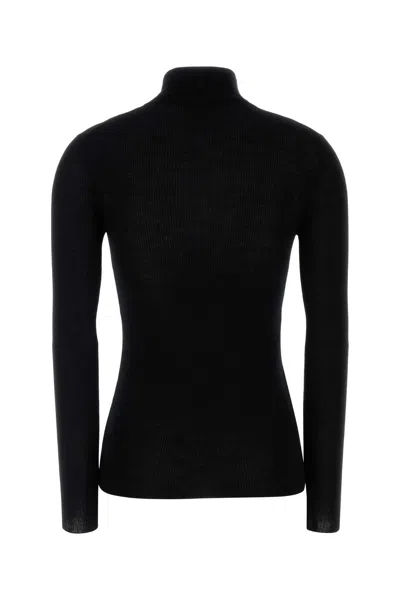 Prada Wool Sweater Long Sleeves High Neck In Black