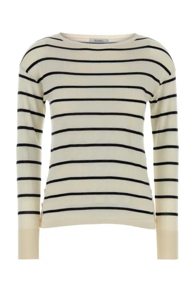 Max Mara White Striped T-shirt In Multi