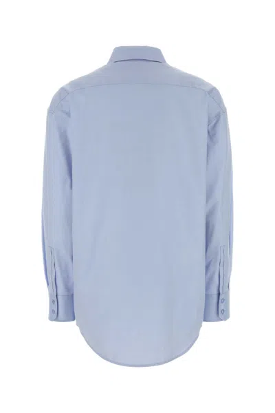 Saint Laurent Oxford Shirt Long Sleeves Button Cuffs Hem In Blue