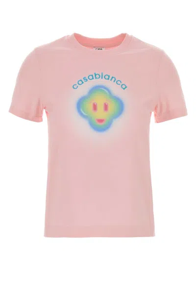 Casablanca Women Airbrush Smiley Fitted Short-sleeve T-shirt In Pink