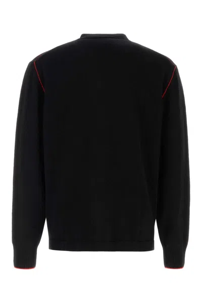 Vivienne Westwood Black V Neck Cardigan With Orb Embroidery In Cotton And Cashmere
