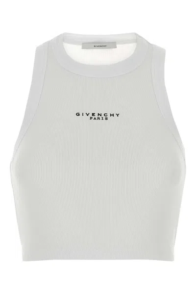 Givenchy White Sleeveless Top With Logo Lettering On The Front In Cotton Stretch Woman In White