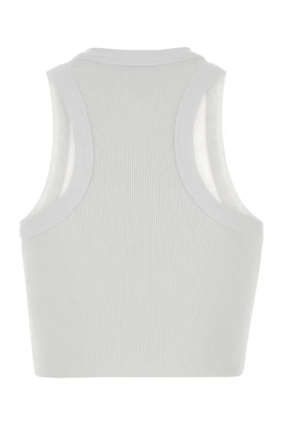 Givenchy White Sleeveless Top With Logo Lettering On The Front In Cotton Stretch Woman In White