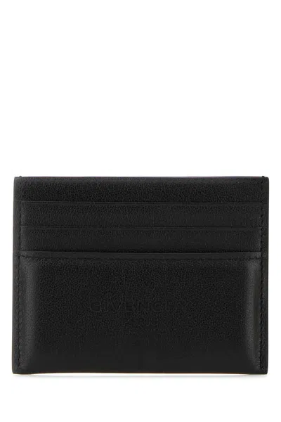 Givenchy Men Black Card Holder With Embossed Logo Lettering On Front And Rear In Leather Man In Black