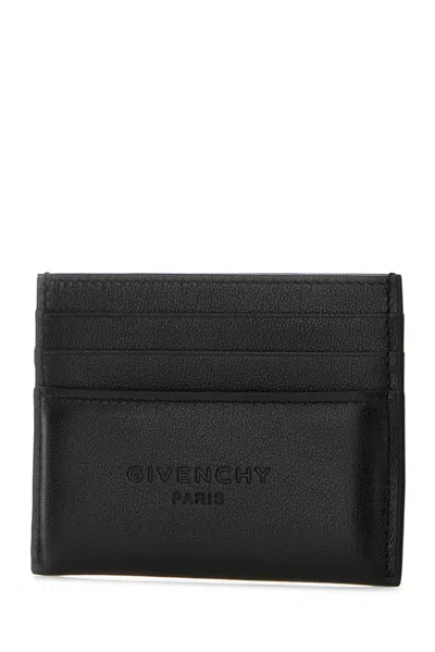 Givenchy Men Black Card Holder With Embossed Logo Lettering On Front And Rear In Leather Man In Black