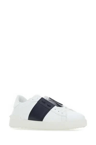 Valentino Garavani Open Leather Sneakers With Contrast Band And Stud Details Shoes In White