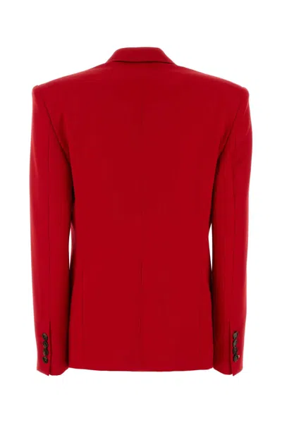 Stella Mccartney Tailored Wool Blazer Featuring Structured Shoulders In Red