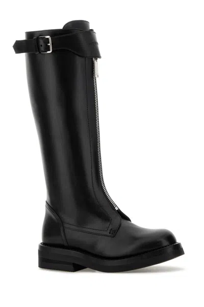 Alexander Mcqueen Countryside Zip-detailed Buckle Knee Boots In Black
