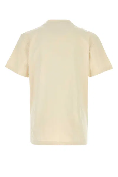 Alexander Mcqueen Men Cotton T-shirt With A Flocked Logo Printed In Yellow