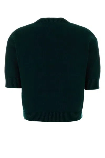 Gucci Women Wool Sweater With Frontal Logo Embroidery In Green