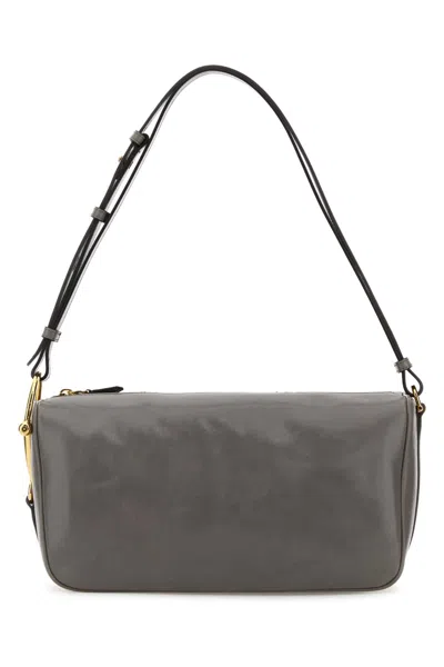 Gucci Shoulder Bag In Smooth Leather In Gray
