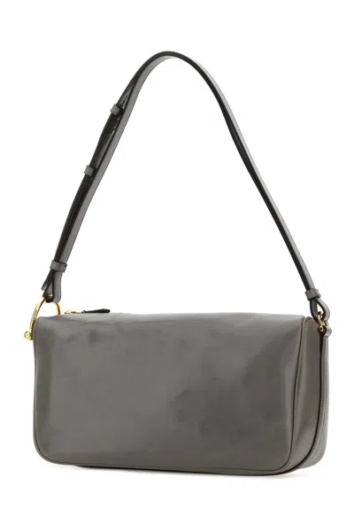 Gucci Shoulder Bag In Smooth Leather In Gray
