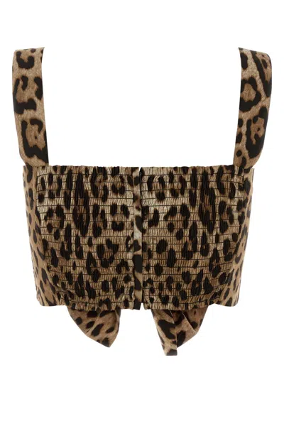 Dolce & Gabbana Bustier Top Leopard Motif Sweetheart Neckline In Multi