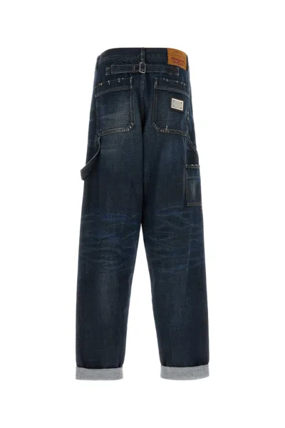 Dolce & Gabbana Dark Blue Solid Jeans In Blue