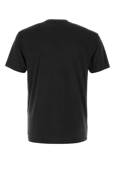 Tom Ford Black Crewneck T-shirt With Logo Embroidery On The Front In Cotton Blend Man In Black