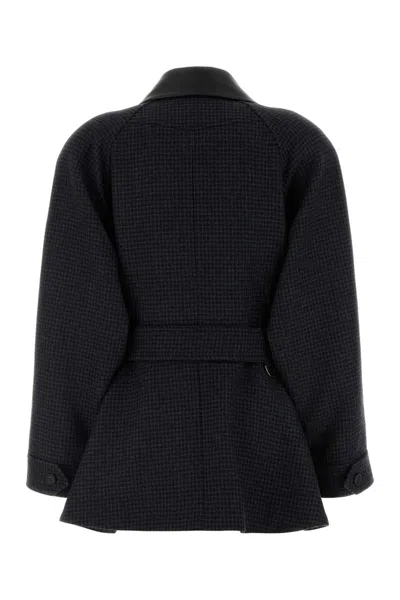 Chloé Wool Belted Jacket With Leather Collar Clothing In Multi
