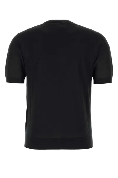 Prada Blue Logo T-shirt In Black