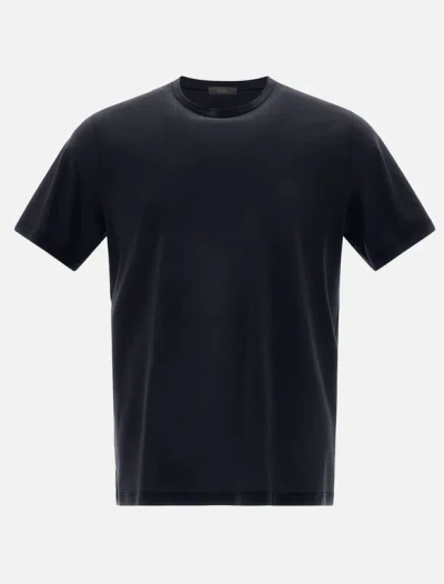 Herno Navy Blue Wool Crew Neck In Black