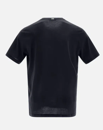 Herno Navy Blue Wool Crew Neck In Black
