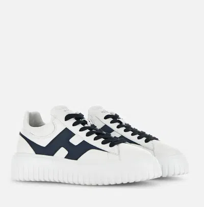 Hogan H-stripes Low-top Sneakers With Smooth Leather Upper In White