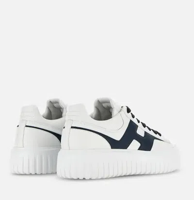 Hogan H-stripes Low-top Sneakers With Smooth Leather Upper In White