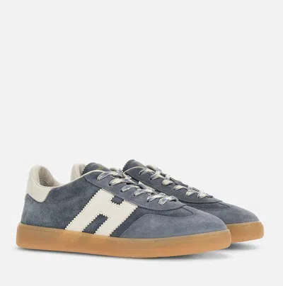 Hogan Navy Suede Leather H Sneakers In Black