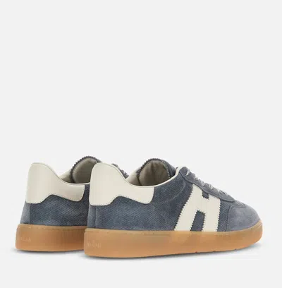 Hogan Navy Suede Leather H Sneakers In Black