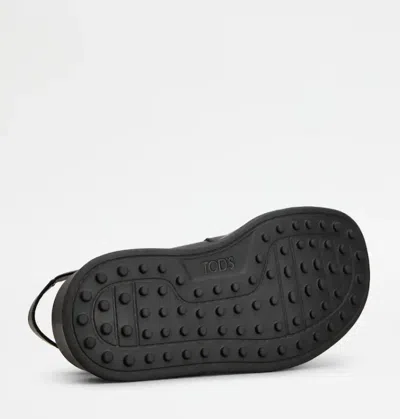 Tod's Leather Sandals With Double Strap And Maxi Buckle In Black