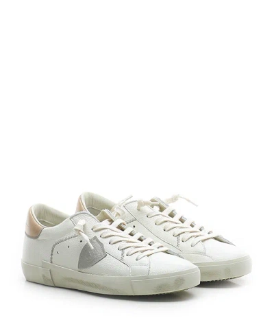 Philippe Model Sneakers Prsx Low Man Veau Cerf Lait Mud In Neutral