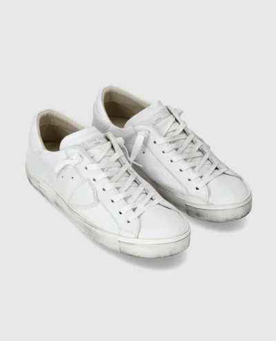 Philippe Model Premium Goat Leather Sneakers With Vintage Appeal And Luxurious Detailing In White
