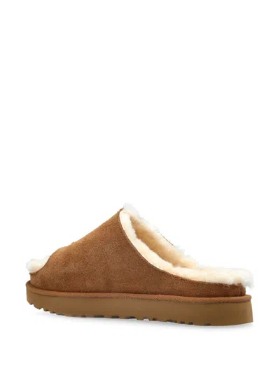 Ugg Suede Slippers With Embossed-logo In Brown