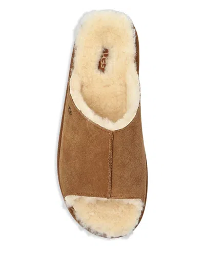 Ugg Suede Slippers With Embossed-logo In Brown