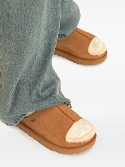 Ugg Suede Slippers With Embossed-logo In Brown