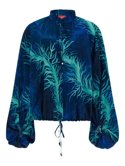 F.r.s . Printed Silk Blouse In Blue
