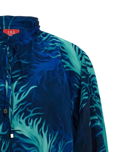 F.r.s . Printed Silk Blouse In Blue