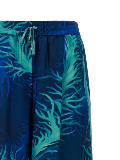 F.r.s . Printed Silk Trousers In Blue