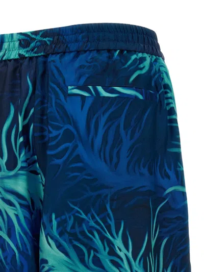 F.r.s . Printed Silk Trousers In Blue
