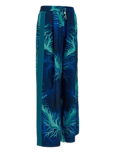 F.r.s . Printed Silk Trousers In Blue