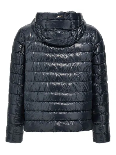 Herno Women Blue Down Jacket With Drawstring Hood And Logo Detail On The Drawstring In Tech Fabric W In Blue