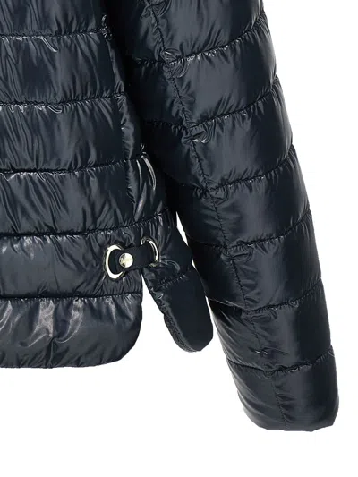 Herno Women Blue Down Jacket With Drawstring Hood And Logo Detail On The Drawstring In Tech Fabric W In Blue