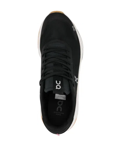 On Sleek Low-profile Sneakers With Recycled Polyester Upper In Black