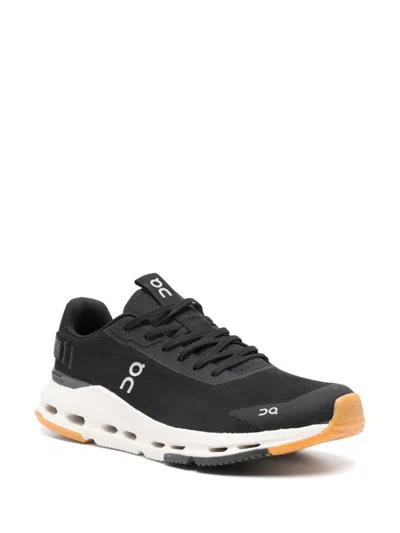 On Sleek Low-profile Sneakers With Recycled Polyester Upper In Black