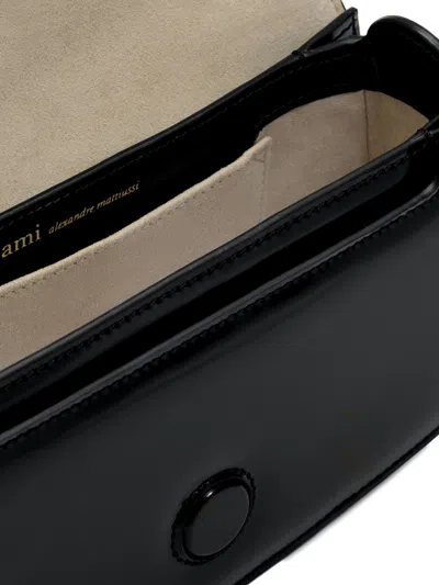 Ami Alexandre Mattiussi Ami Paris Women Leather Shoulder Bag With Metal Logo On The Front In Black